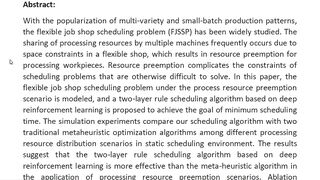 Optimal Design of Flexible Job Shop Scheduling Under Resource Preemption Based on Deep Reinforcement