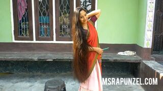 MsRapunzel | New Indian Rapunzel models her Silky Straight Thigh Length Hair in Sarees