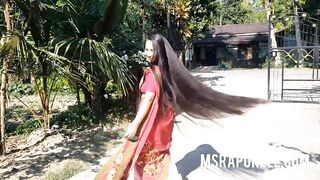 MsRapunzel | New Indian Rapunzel models her Silky Straight Thigh Length Hair in Sarees