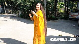 MsRapunzel | New Indian Rapunzel models her Silky Straight Thigh Length Hair in Sarees