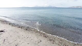 Marmari Beach in winter on the island of Kos in Greece (4κ)