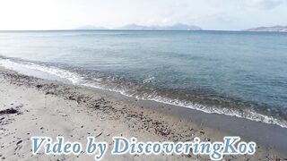 Marmari Beach in winter on the island of Kos in Greece (4κ)