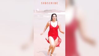 Thunder thighs girl is running on beach with milky legs | Hot twerk @twerktornado980