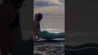 Morning Yoga Stretching Routine On Beach