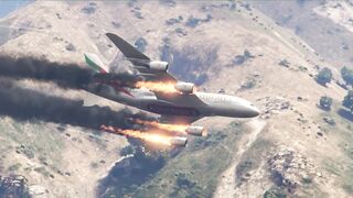 Emirates Airbus A380 Emergency Landing without Landing Gear at Beach - GTA 5