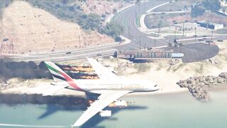 Emirates Airbus A380 Emergency Landing without Landing Gear at Beach - GTA 5