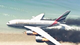 Emirates Airbus A380 Emergency Landing without Landing Gear at Beach - GTA 5