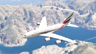 Emirates Airbus A380 Emergency Landing without Landing Gear at Beach - GTA 5