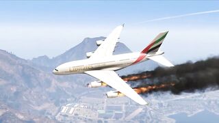 Emirates Airbus A380 Emergency Landing without Landing Gear at Beach - GTA 5