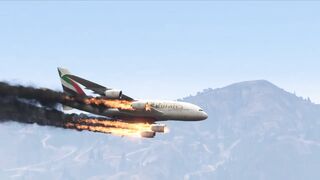 Emirates Airbus A380 Emergency Landing without Landing Gear at Beach - GTA 5