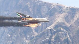 Emirates Airbus A380 Emergency Landing without Landing Gear at Beach - GTA 5