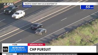 Pursuit suspect fleeing from police in Huntington Beach