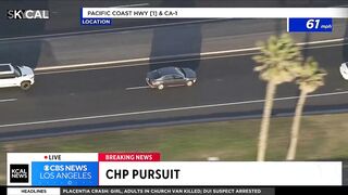 Pursuit suspect fleeing from police in Huntington Beach