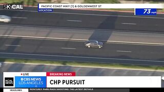 Pursuit suspect fleeing from police in Huntington Beach