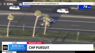 Pursuit suspect fleeing from police in Huntington Beach