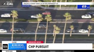 Pursuit suspect fleeing from police in Huntington Beach