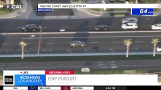 Pursuit suspect fleeing from police in Huntington Beach