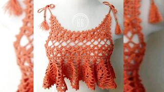 Beautiful crochet ladies crop top design//crochet bikini top design ideas