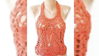 Beautiful crochet ladies crop top design//crochet bikini top design ideas