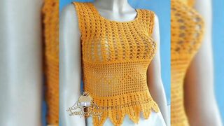 Beautiful crochet ladies crop top design//crochet bikini top design ideas