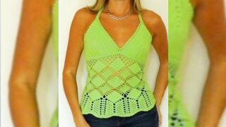 Beautiful crochet ladies crop top design//crochet bikini top design ideas