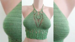 Beautiful crochet ladies crop top design//crochet bikini top design ideas