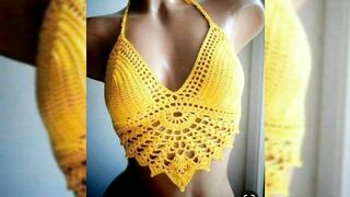 Beautiful crochet ladies crop top design//crochet bikini top design ideas