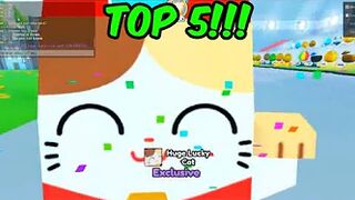 Top 5 YouTubers *HATCHED HUGE LUCKY CAT* On Camera In Pet Simulator X (Roblox)