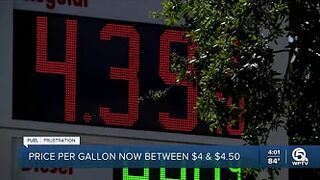 Gas prices well over $4 at many gas stations in Palm Beach County