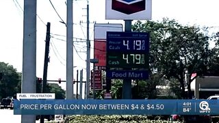 Gas prices well over $4 at many gas stations in Palm Beach County