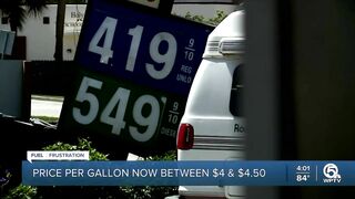 Gas prices well over $4 at many gas stations in Palm Beach County