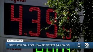 Gas prices well over $4 at many gas stations in Palm Beach County