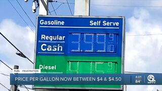 Gas prices well over $4 at many gas stations in Palm Beach County