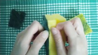 Kitchen Sponges Dry Scour Off Compilation | Sponge ASMR