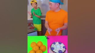 Orange vs cake ice cream challenge! ???? #funny #shorts by Ethan Funny Family