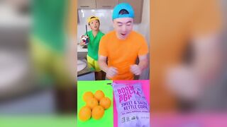 Orange vs cake ice cream challenge! ???? #funny #shorts by Ethan Funny Family