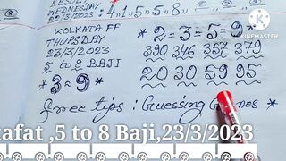 Kolkata Fatafat free tips today 2Digit - 4Digit Games | 5th to 8th Baji | 23/3/2023 Thursday