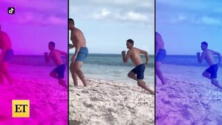 Tom Brady and Gronk Channel Top Gun for SHIRTLESS Beach Football!