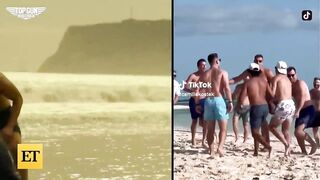 Tom Brady and Gronk Channel Top Gun for SHIRTLESS Beach Football!