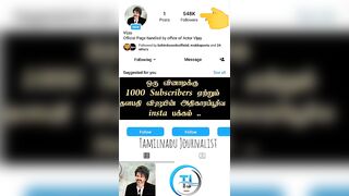 Thalapathi Vijay official Instagram account get 1k subscribers in every 1 second ????????????