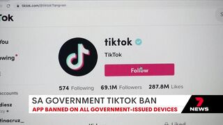 South Australia joins ban on TikTok app on government-issued devices | 7NEWS