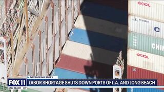 Ports of LA, Long Beach closes for 2nd day amid labor shortage