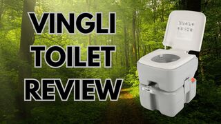 VINGLI Portable 5 Gallon Flushing Camping Toilet Review | Skoolie Travel Couple