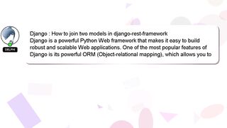 Django : How to join two models in django-rest-framework