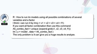 R : How to run lm models using all possible combinations of several variables and a factor