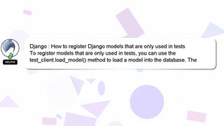 Django : How to register Django models that are only used in tests