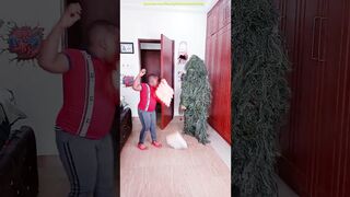 FUNNY VIDEO GHILLIE SUIT BUSHMAN SCARE PRANK try not to laugh Family The Honest Comedy NERF WAR P9