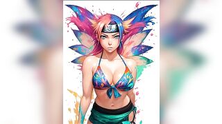 Stunning girls in bikinis from the Naruto anime - generated AI #naruto #bikini