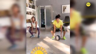 Actress Manchu Lakshmi doing Exercise with her daughter???????? // Telugu Celebrity Corner