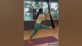 Ramya Pandian's Yoga Workout | #ramyapandian #reels #shorts #yoga #workout #aerialyoga